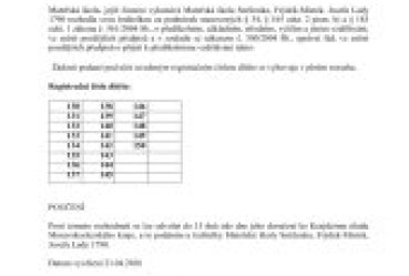 Oznámení rozhodnutí o přijetí dítěte k předškolnímu vzdělávání ke dni 1.9.2026