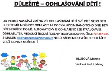 Odhlašování dětí
